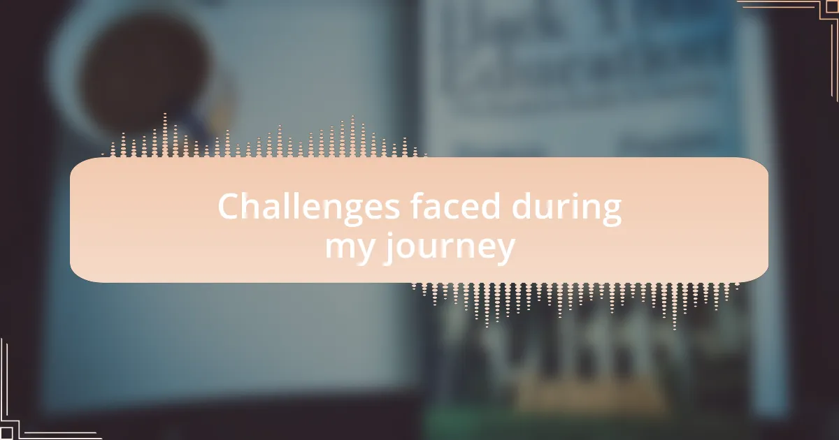 Challenges faced during my journey