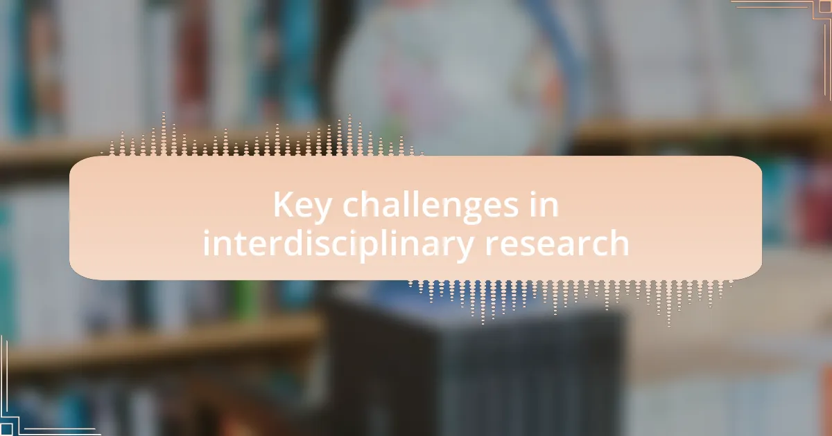 Key challenges in interdisciplinary research