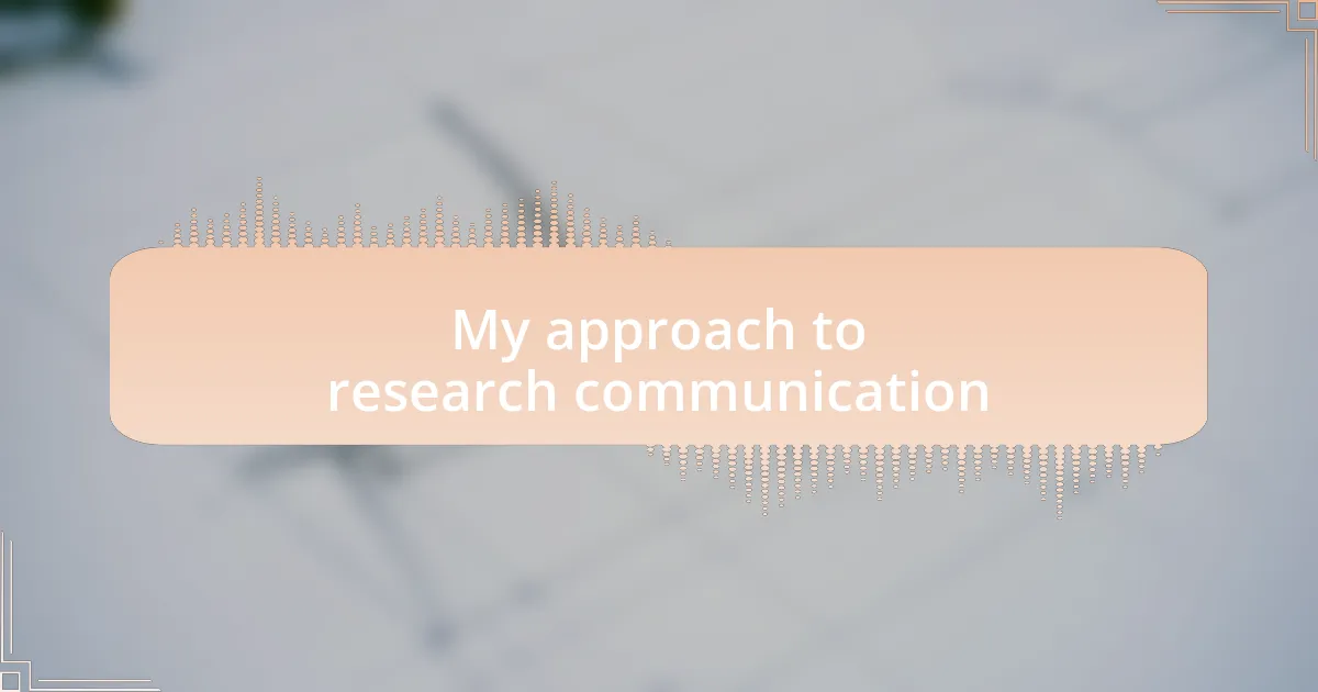My approach to research communication