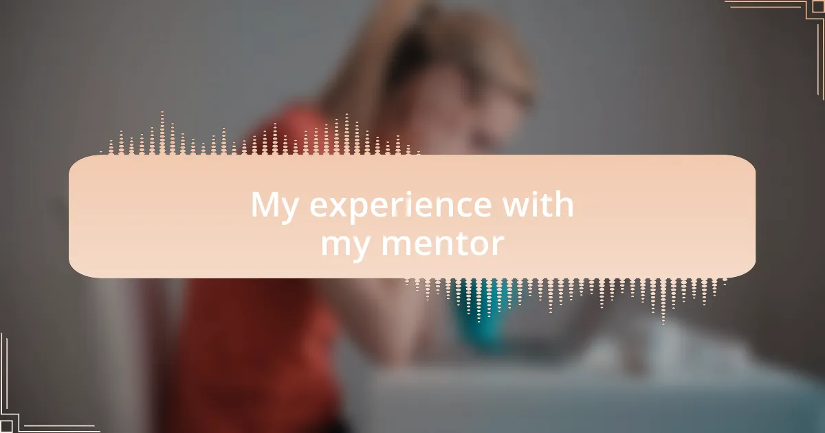 My experience with my mentor