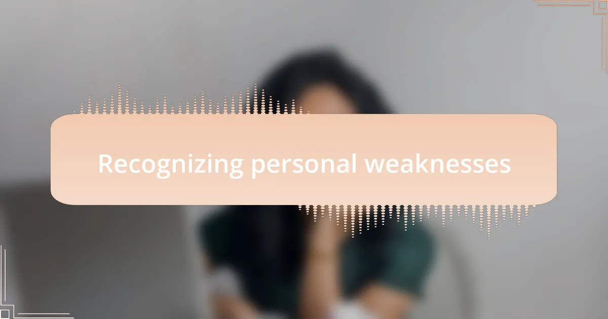 Recognizing personal weaknesses