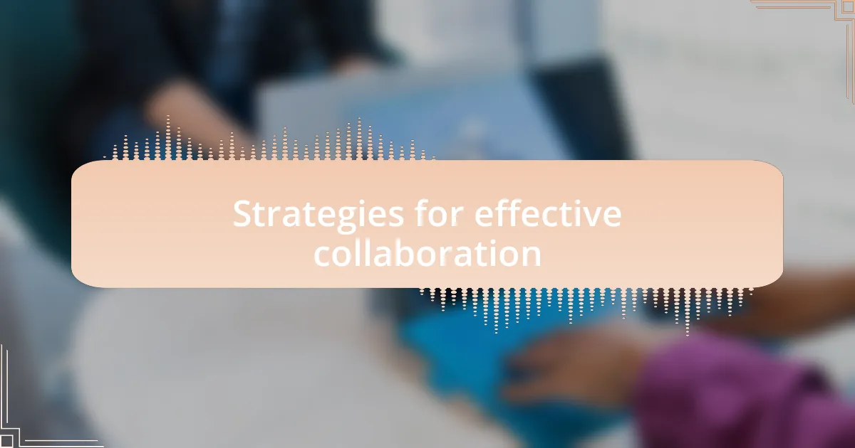 Strategies for effective collaboration