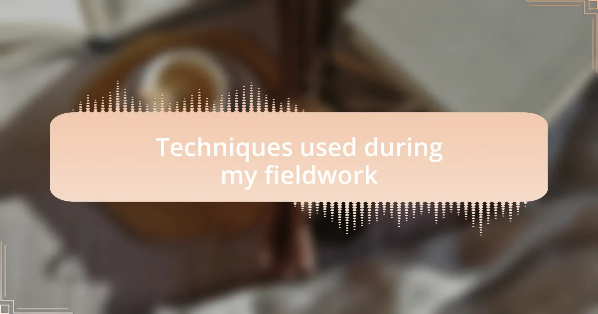 Techniques used during my fieldwork